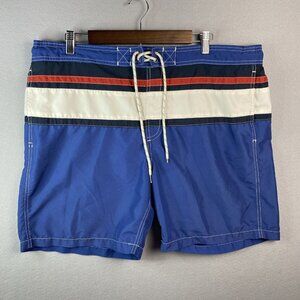 Boston Traders Lined Swim Shorts Mens XL Trunks Indigo Red White Surf Beach Walk